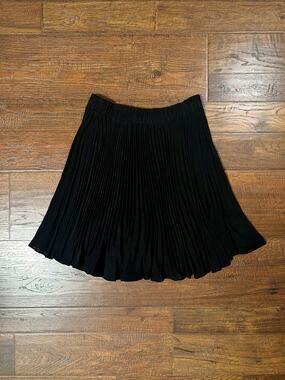 Vintage Riya Rated R Black Pleated Midi Skirt - Accordion Pleat - Size Medium